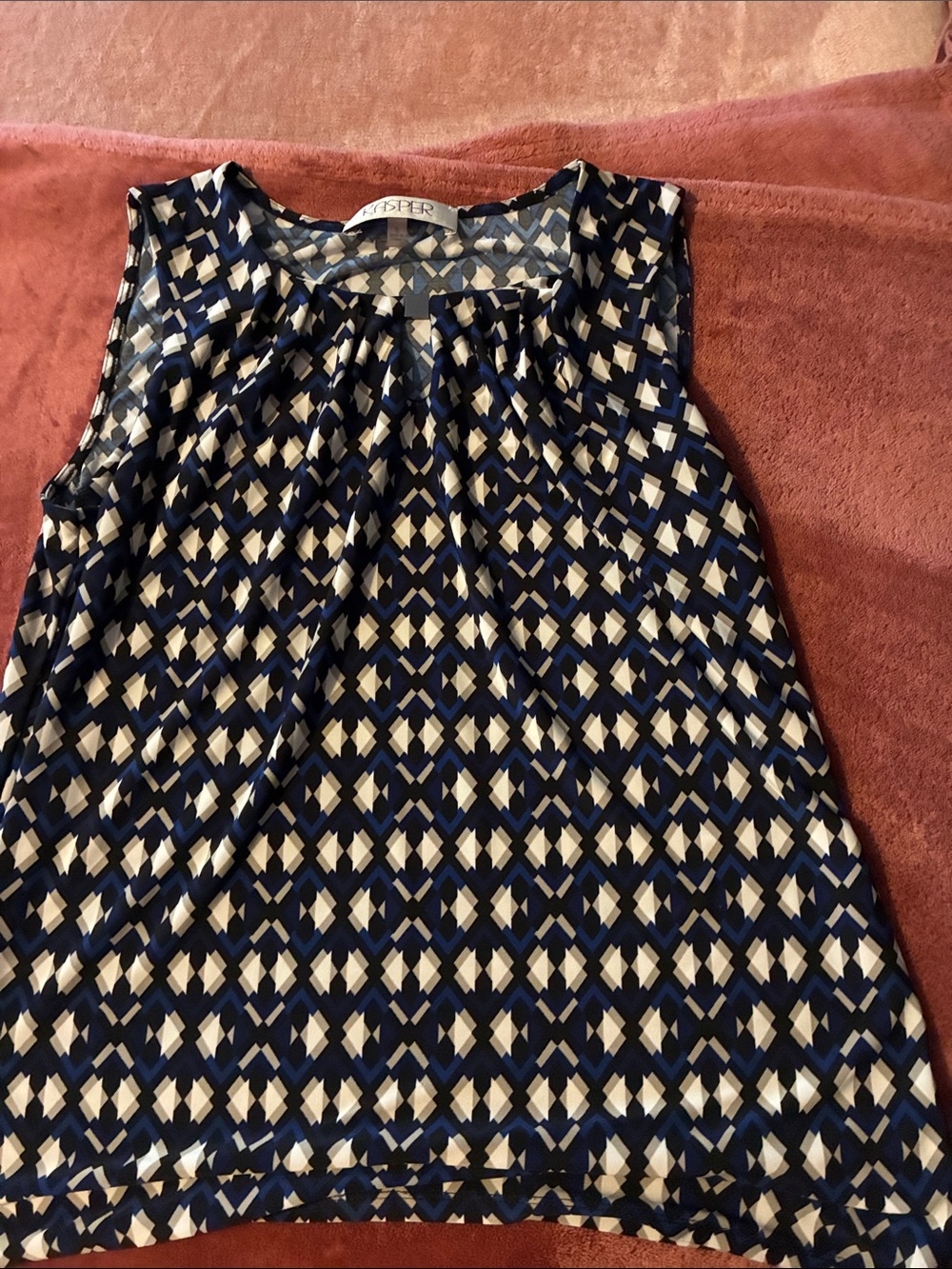 Caslon Navy & White Sleeveless Geometric Camisole